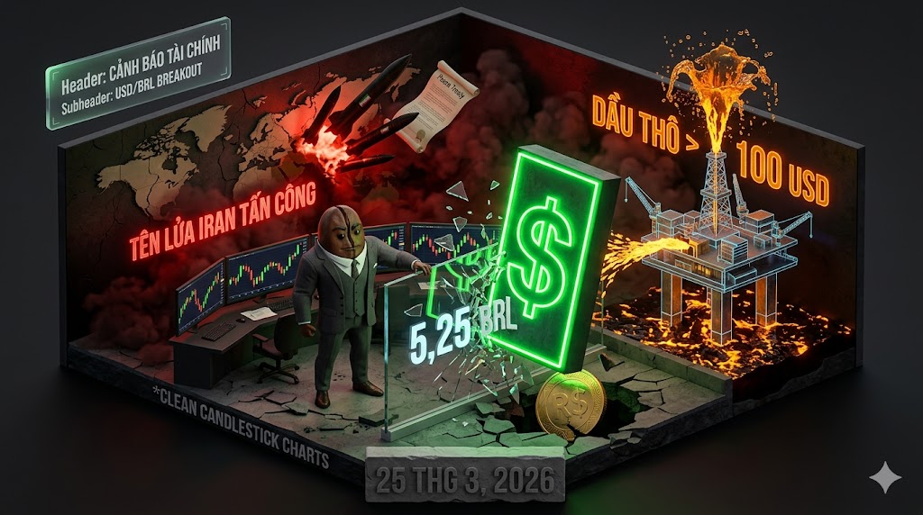 Đồng USD giật ngược bứt phá mốc 5,25 BRL: Tên lửa Iran xé toạc kỳ vọng hòa bình, Dầu thô vọt qua mốc 100 USD/thùng